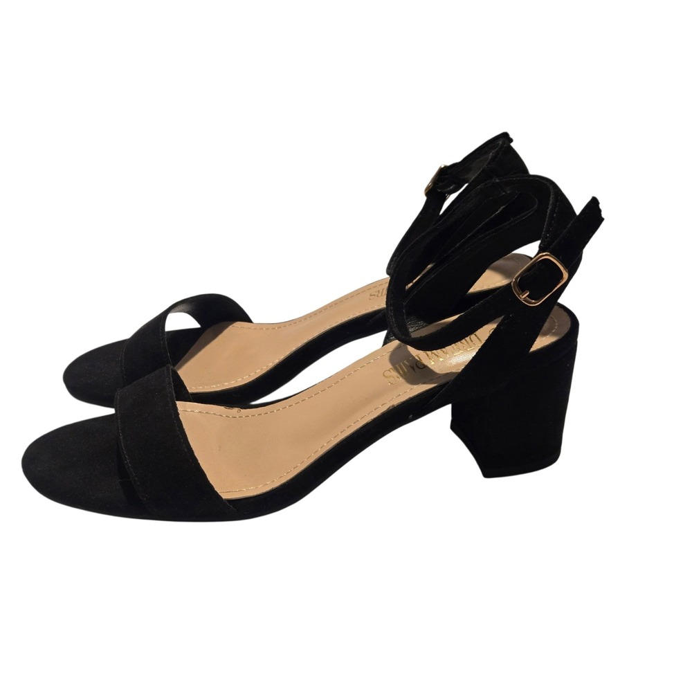 Dream Pairs Womens Black Faux Suede Block Heel Ankle Strap Heels Size 8.5 - Picture 2 of 4